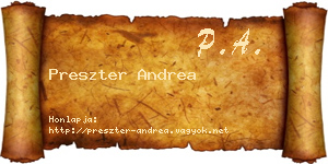 Preszter Andrea névjegykártya